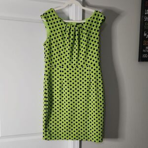 Polka Dot Sleeveless Dress - Green and Black